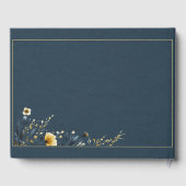 Blauw Gele Wildbloemen Elegante Bruiloft Gastenboek (Achterkant)