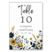 Blauw Gele Wildbloemen Elegante Bruiloft Kaart (Voorkant)