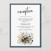 Blauw Gele Wildbloemen Elegante bruiloft receptie Informatiekaartje (Voorkant)