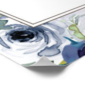 Blauw Gele Witte Bloemige Trouwfeest Poster (Hoek)
