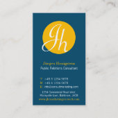 Blauw gele witte cirkel initiaal modern visitekaartje (Voorkant)