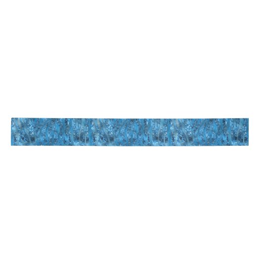 Blauw gele zebra Stripes satin lint (Voorkant)