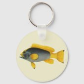 Blauw-gele Zeebaars, Vintage Zeeleven Sleutelhanger (Voorkant)