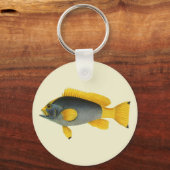 Blauw-gele Zeebaars, Vintage Zeeleven Sleutelhanger (Voorkant)