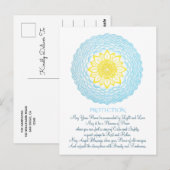 Blauw gele zegeningen Mandala Inspirerend Briefkaart (Voorkant / Achterkant)
