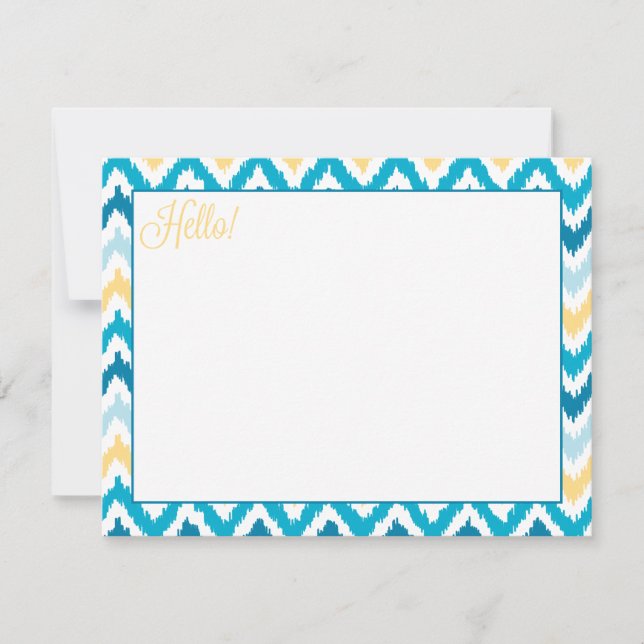 Blauw-gele zigzag-tribaal kat-patroon (Voorkant)