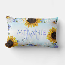 Blauw Gele Zonnebloem Wilde Bloemen Monogram