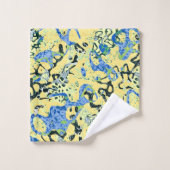 Blauw gele zwart-gekleurde grafische afbraak bad handdoek (Wasdoekje)