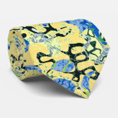 Blauw gele zwart-gekleurde grafische afbraak stropdas (Opgerold)