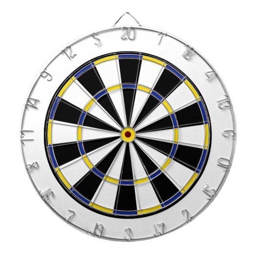 Blauw gele zwarte witte dartboard dartbord (Voorkant)