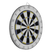 Blauw gele zwarte witte dartboard dartbord (Voorkant Links)