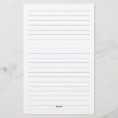 Blauw Gelijnde Minimalistische Monogram Briefpapier (Achterkant)
