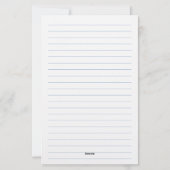 Blauw Gelijnde Minimalistische Monogram Briefpapier (Achterkant)
