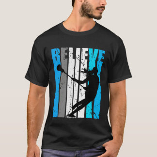 Blauw geloof Lacrosse Motiverend Meisjes Team Retr T-shirt
