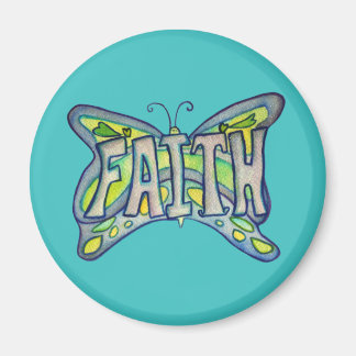 Blauw Geloof Woord Kunst Vlinder Custom Magnet