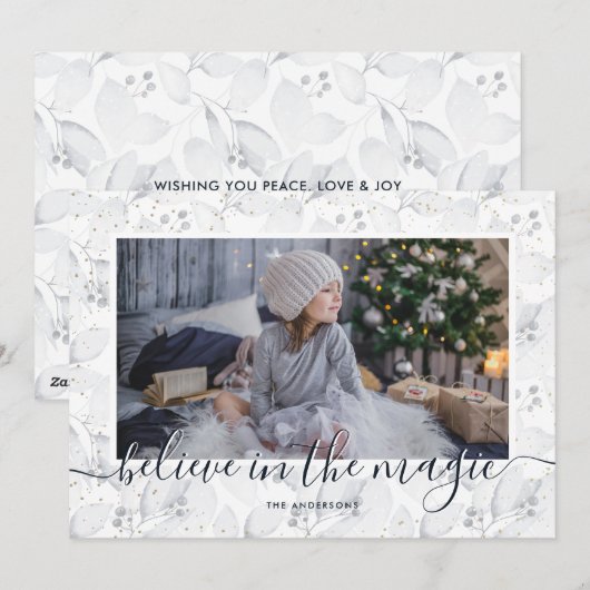 Blauw gelooft in de magische kerstkaarten feestdagenkaart (Voorkant / Achterkant)