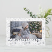 Blauw gelooft in de magische kerstkaarten feestdagenkaart (Staand voorkant)