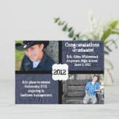 Blauw gelooid leder Foto Afstuderen aankondiging (Staand voorkant)