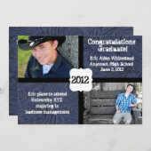 Blauw gelooid leder Foto Afstuderen aankondiging (Voorkant / Achterkant)