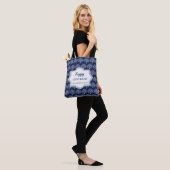 Blauw Gelukkig Chanoeka Menorah Patroon Tote Bag (Op model)