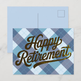 Blauw Gelukkig Gepensioneerd Briefkaart