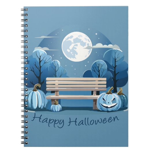 Blauw Gelukkig Halloween Notitieboek (Voorkant)