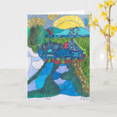 Blauw Gelukkig Huis Weathervanes Kaart (Gele Bloem)