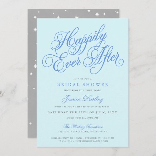 Blauw gelukkig ooit na Bridal Shower-uitvindingen Kaart (Voorkant / Achterkant)