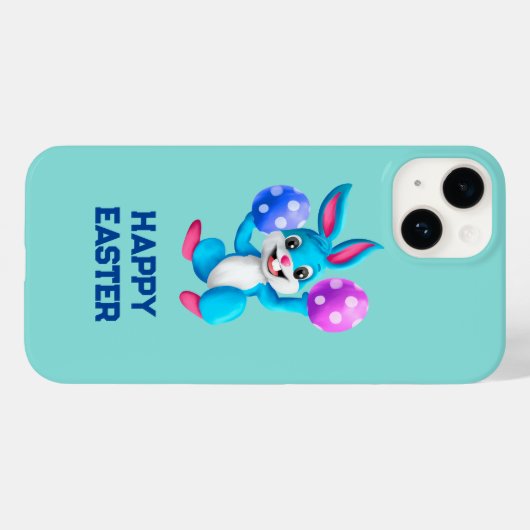 Blauw Gelukkig Pasen Case-Mate iPhone Case (Achterkant (horizontaal))