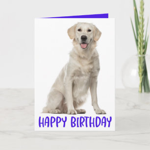 Blauw Gelukkig Verjaardag Gouden Retriever Puppy H Kaart