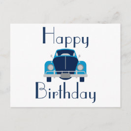Blauw Gelukkige Verjaardag Auto Kaart