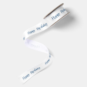 Blauw Gelukkige Verjaardag Retro Typografie Satijnen Lint