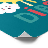 Blauw Gelukkige Zon Kinderkamer Kunst in het Spaan Poster (Hoek)