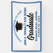 Blauw Gelukwensen Afgestudeerde Aangepaste Feest Spandoek (Verticaal)