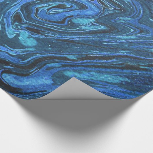 Blauw gemarmerd papier Abstracte cadeauverpakking (Hoek)
