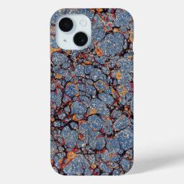 Blauw gemarmerd papier iPhone 16 pro max hoesje