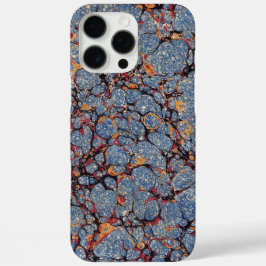 Blauw gemarmerd papier iPhone 16 pro max hoesje