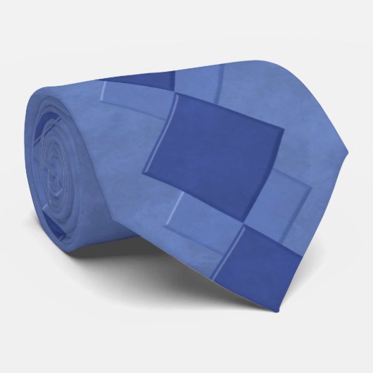 Blauw gemarmerd vierkanten Stropdas (Opgerold)