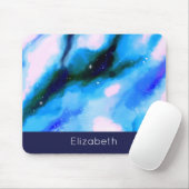 Blauw gemarmerde abstracte achtergrond in de ruimt muismat (Met muis)