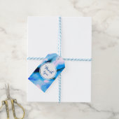 Blauw gemarmerde abstracte ruimte bedankt cadeaulabel (Met Touw)