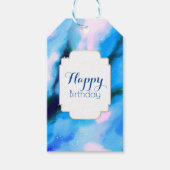 Blauw gemarmerde buitenruimte Abstract Happy Birth Cadeaulabel (Voorkant)