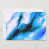 Blauw gemarmerde buitenruimte Abstracte bruiloft u Kaart (Achterkant)