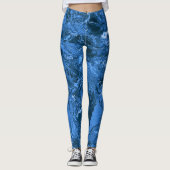 Blauw gemarmerde lucht en zee leggings (Voorkant)
