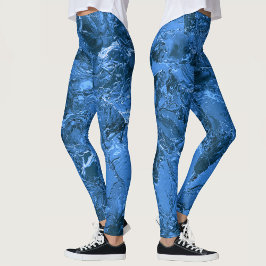 Blauw gemarmerde lucht en zee leggings