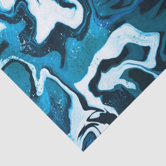 Blauw gemarmerde penseelstreken Handgemaakt Tissuepapier (Detail)