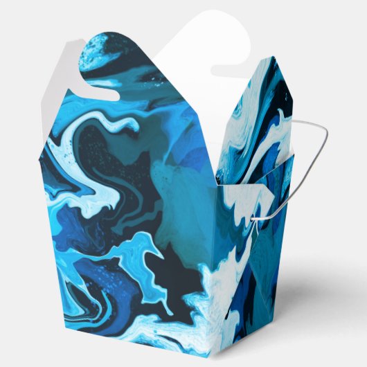 Blauw gemarmerde penseelstreken Handgemaakte kunst Bedankdoosjes (Geopend)