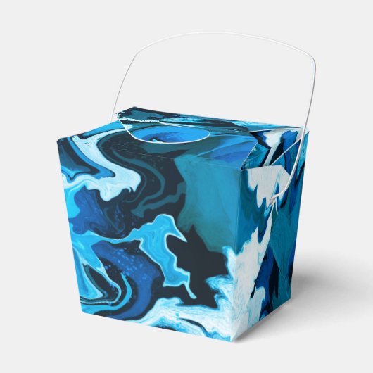 Blauw gemarmerde penseelstreken Handgemaakte kunst Bedankdoosjes (Voorkant Zijde)