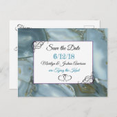 Blauw gemarmerde steen sparen het Briefkaart van d (Voorkant / Achterkant)