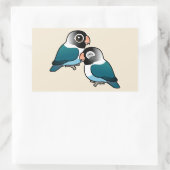 Blauw Gemaskerd Lovebird Schattig Paar Rechthoekige Sticker (Tas)