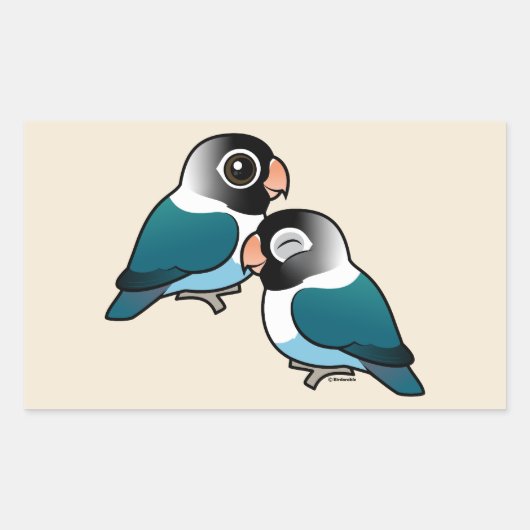 Blauw Gemaskerd Lovebird Schattig Paar Rechthoekige Sticker (Voorkant)
